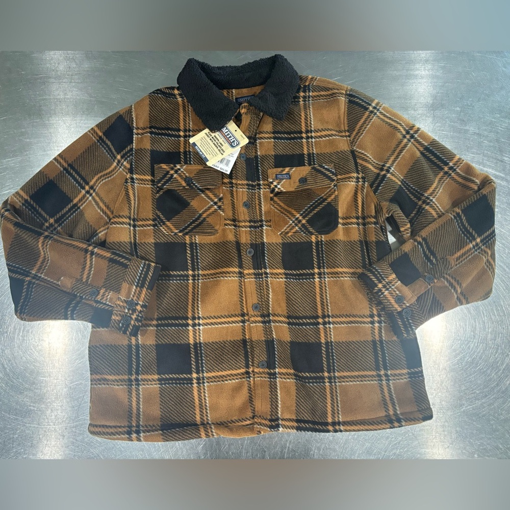 Smith’s Workwear Jacket-SherpaLined Plaid Fleece Jacket Coat Men’s XL Camel NWT